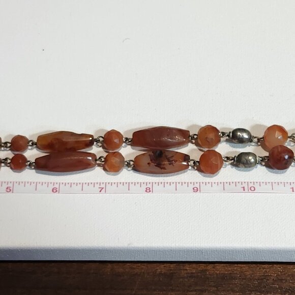 Vintage Handcrafted Carnelian & Silver Beaded Necklace With Ornate Pendant - Picture 9 of 9